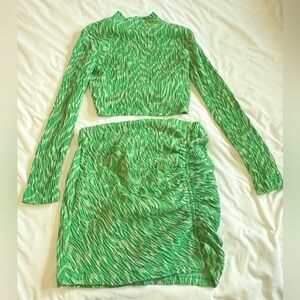 Zara Green Matching Skirt Set
